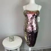 BHLDN x Aidan Mattox Midi Dress Size 0 Womens Pink Starla Sequin