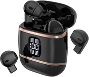 Touch Operations Bluetooth Headset with LED Digital Display Lightweight Built-in Large Capacity Battery ABS Long Life, Black