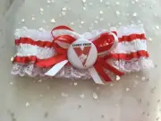 Sydney Swans AFL licenced tag on AU Made brides Wedding Garter, Plus Sizes