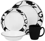 Corelle vive noir 16-pc. dinnerware set - DAMAGED BOX - DISCONTINUED