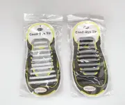 2 Sets Good-Bye Tie No Tie Silicon Shoelaces White & Black 10+10 For Adults+ NEW