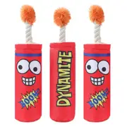 3x Paws & Claws 18cm Dynamite Oxford Squeaky Dog Chew Toy Interactive Fun Assort