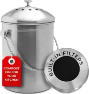 Small Spaces Odorless Bin Compost Kitchen Countertop Gallon Composter 1.3