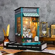 MEINESQIS Book Nook DIY Miniatures Book Nook Kit Store 3D Creative Decorative Bookend Bookshelf Insert Wooden Puzzle with Led Suitable for Teenagers Adults Halloween Christmas Decoration Gifts