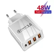 48W USB Charger QC 3.0 Power Adaptor Wall Charger For iPhone Samsung Plug EU/AU