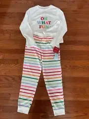 Target Wondershop Waffle Pajama PJ Set Shirt Pants Oh What Fun Kids 10-12 Large