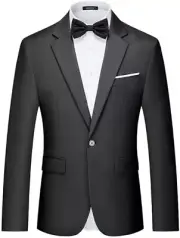 Mage Male Men's Slim Fit Dark Grey *Jacket Only* M 40R Notch Lapel 1 Button