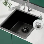 Smart Drainage Single Bowl Basin Kitchen Sink Top/Undermount Nano black 44x44cm