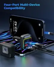 54W Bluetooth 5.3 Adapter with 4 Charging Ports [PD 36W & QC3.0 18W]