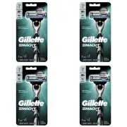 Set of 4 Gillette Mach3 Razor Handle & 1 Blade Refill