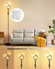 69IN Dimmable Floor Lamp Black Standing Lamps with 2 Globe & 1 Flower Lampsha...