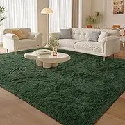 Litopyo Large Soft Dark Green Rugs for Bedroom, 6x9 Feet Fluffy Carpets, Indoor Modern Plush Area Rugs for Living Room Kids Girls Room, Non-Slip Shag Rug for Nursery Home Decor, Deep Green