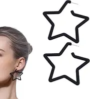[Generic] Star Earrings Dangle - Acrylic Big Star Earrings - 80s Party Stage Show Earrings, Cute Hoop Earrings for Women, Fun Statement Drop Earrings for Girls Jewelry