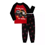 Wonder Nation Boys Long Sleeve Top & Pants Pajama Set-Black Truck-Medium (8)-NWT