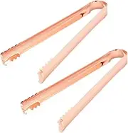 PEPLAYTAL 2pcs Rose Gold Stainless Steel Ice Tongs Versatile Food Serving Clip for Kitchen BBQ and Parties for Sugar Cubes Ice Appetizers and More