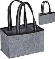[Generic] 6 Bottle Wine Tote Bag - Felt Wine Bottle Carry Bag - Detachable Divider Included, Portable Reusable Tote for Wine Bottles Travel, Camping and Picnic