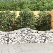 Arched Gabion Baskets 3 pcs, Decorative Sound-Insulating Garden Barrier, Galvanized Iron Retaining Wall for Backyard Terrace Courtyard, Easy to Assemble, 200 x 50 x 60/80 cm