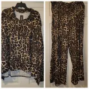 Women's Plus Size 24 Two-Piece Leopard Shirt & Pants Set by BooHoo NEW