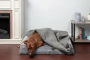 Furhaven Waterproof & Self-Warming Throw Blanket for Dogs & Indoor Cats, Washable & Reflects Body Heat - Terry & Sherpa Dog Blanket - Silver Gray, Large
