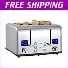 Premium Stainless Steel 4 Slice Toaster with Wide Slots and Removable Crumb Tray