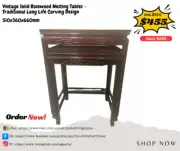 Vintage Solid Rosewood Nesting Tables – Traditional Long Life Carving Design