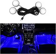 KHGUZ Car Interior LED Light, 4 in 1 Super Bright Automotive Ambient Neon Light Kit with USB Port, Self-Adhesive Vehicle Interior Atmoshpere Bulb, Universal for RV, SUV, Truck (Blue)