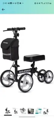 ELENKER Steerable Knee Walker with 10" Front Wheels Deluxe Medical Scooter...