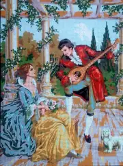 Needlepoint tapestry painted canvas D465 - Flirt (20"x24") GobelinL