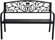 Outdoor Park Bench Park Outdoor Bench, Iron Double Long Chair with Openwork Backrest, for Home Balcony Patio Lounge Chair Black Patio Garden Bench