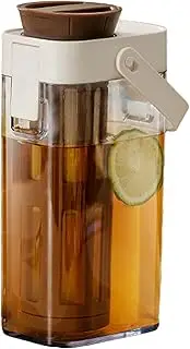 Cold Brew Coffee Maker, Tea Infuser Pitcher, Leak-Proof Drink Container, 9.06x4.96x3.5 Inches, 1 Liter, Heavy Duty Glass Jar, Secure Lid with Handle, Kitchen Iced Beverage Solution