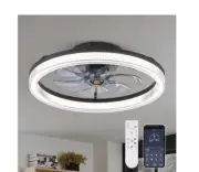 ANTOINE 20 in. LED Indoor Black Low Profile Ceiling Fan with Dimmable Lighting