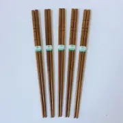 5 Pairs High Quality Reusable Natural Dark Bamboo Chopsticks 9.5" Long H-330