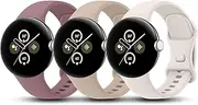 3 Pack Silicone Straps for Google Pixel Watch 3 41mm Bands/Pixel Watch 2 Band Women Men, Comfortable Adjustable Sports Replacement Strap for Google Pixel Watch 3 41mm/2/1