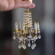1/6 Scale Dollhouse Miniatures Mini LED Lamp Multi-head Crystal Ceiling Light