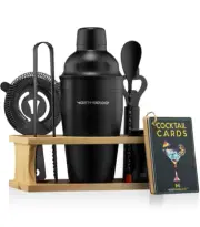 Mixology Bartender Kit with Stand | Black Bar Set Cocktail Shaker Set for Drink