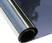 ConCus-T One Way Window Film Sun Blocker UV Window Film Blackout Window Tint Film Mirror Effect Film Solar Film Static Cling Covering, Black Silver, 44.5 x 200cm