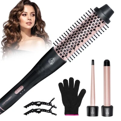Hair Curler, 3 in 1 Curling Tongs Set with Curling Brush and 2