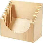 Perfk Busy Boards Storage Holder Learn to Dress Board Cabinet, 6 Slot Wooden Sensory Boards Organizer for Snap, Zip Classroom Tie