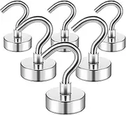 Grtard 6 Pack 25 LBS Magnetic Hooks, Heavy Duty Neodymium Magnet Hooks for Cruise Cabins, Strong Magnetic Hooks for Hanging, Magnets with Hooks for Kitchen, Workplace, Office