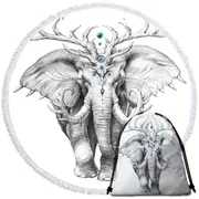 Animal Drawing Elephant Soul Round Beach Towel