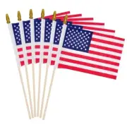 6 Pcs 4x6 Inch American Flags on Stick, Mini Handheld US Flags 6 pcs 4x6 Inch