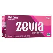 Zevia Zero Sugar Soda, Black Cherry - Zero Calorie, Sugar Free, 12oz Cans 8-Pack