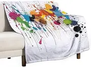 Throw Blanket for Couch Abstract Paint Splashes Fleece Blankets Super Soft Cozy Throw Blankets for Bed Couch Throw Blanket Lightweight Bed Blanket 70"x80" All Season Use