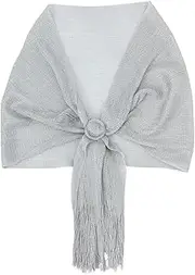 [NIYANGLE] Metallic Shawl Bridal Wraps Evening Dresses Shawl Wraps Women With Buckle For Evening Party Dresses Wedding Party, Silver