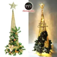 在飛比找momo購物網優惠-【摩達客】90CM檳金色系聖誕裝飾四角樹塔聖誕樹+LED50