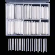 Yimart Long C Curved False Nail Tips - C Curved Nail Tips - Long C Curve False Nails - 200pcs/box XL C Curve Fake Nails Premium Square French Acrylic Nail Tips (Clear With Box)