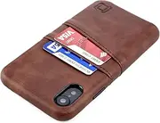 Dockem Exec M2 iPhone XR Wallet Case: Built-in Metal Plate for Magnetic Mounting & 2 Credit Card Holder Slots (6.1" Exec M2, Synthetic Leather, Brown)