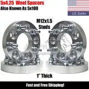 4Pc 5x4.25 (5x108) Wheel Spacers For Ford Focus Fusion 1" Thick 12x1.5 Studs (for: Jaguar)
