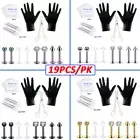 19PCS Body Piercing Kit Stainless Steel Lip Ring Labret Stud Needle Tool Set 16G