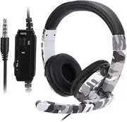 Gaming Headphone, Head-Mounted Phone Computer Gaming Headset, Wide Compatibility Gaming Headset with Noise Canceling Mic for PS4 White Camouflage for PS4, for X-ONE, for PC